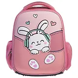 Ранец "ERGONOMIC MINI -Зайка в кармашке" 35*27*13см, 1отд.,  EVA, нагрудн.стяжка, светоотраж.элементы, 2 кармана