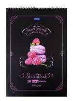 Скетчбук А4 20л "Сладкое настроение" черн. внутр блок, 160г/м2, тв.обложка, спираль