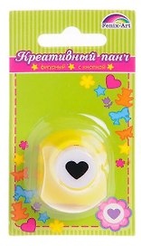 Панч-дырокол кнопочный СЕРДЦЕ рисунок/10мм, панч/33*26*32мм, желтый, в блистере 45885