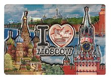 Магнит двойной фольга под смолой ХВБ.I love Moscow (025-22-19K12)