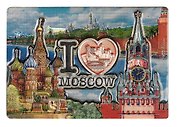 Магнит двойной фольга под смолой ХВБ.I love Moscow (025-22-19K12)