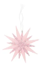 Новогоднее подвесное украшение Звезда розовая (пластик) (ПВХ бокс) (12х12) (12-09229-2-N15)