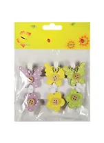 Набор прищепок, 6 шт, в пакете с хедером, цветы и бабочки (11-06943-10)
