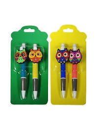 Ручка шариковая синяя "Совы.Owls-1" 2шт., блистер, подвес, ассорти