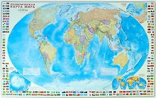 Карта настенная. Политическая карта мира с флагами, М1:24 млн, 124х80 см