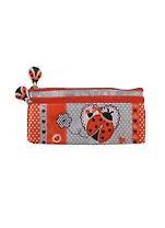 Пенал-косметичка 2отд. "Коллаж с божьей коровкой" 19,5*8,5см, атлас с запечаткой, фигурные собачки, Феникс