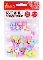 Бусины декоративные Микс №2 (10-15 мм) (30 г) (6 цв) (3+) (661254) (упаковка) (Остров сокровищ)