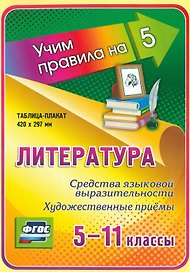 Литература. Средства языковой выразительности. Художественные приемы. 5-11 классы. Таблица-плакат (420х297)