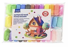 Масса для лепки «Суперлёгкий пластилин», 36 цветов, пластиковые стеки 3 штуки