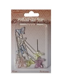 Булавочки с бабочками пастельные, 10 шт