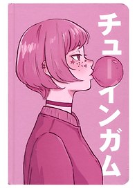 Книга для записей А5 64л тчк. "АНИМЕ. ДЕВУШКА С ЖЕВАТЕЛЬНОЙ РЕЗИНКОЙ" 7БЦ, выб.лак, мат.ламинация