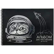 Альбом для рисования Academy Style, "Космокот", А4, 40 листов, на гребне