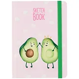 Скетчбук А5 80л "Авокадо" 70г/м2, кремовая бумага, тв. переплет, выб. лак, резинка