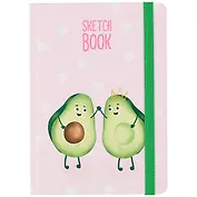 Скетчбук А5 80л "Авокадо" 70г/м2, кремовая бумага, тв. переплет, выб. лак, резинка
