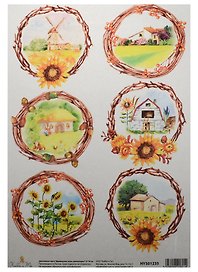 Декупажная карта Деревенская осень (миниатюры) 21*30см
