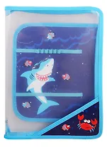Папка для труда А4 "Акулы" пластиковая, молния с 3х сторон, внутр.блок для канц.принадлежностей