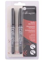 Маркеры черные 02шт "Italic" M/EB, блистер, Manuscript 