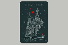 Открытка 10*15 линии Храм Спаса-на-крови О/013/002