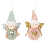 Новогоднее подвесное украшение Девочка-помпончик с сердечком (текстиль) (8см) (12-06277-NY-22)