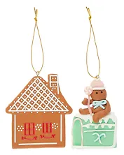 Набор новогодних подвесных украшений Пряничный человечек и домик (2шт) (пластик) (ПВХ бокс) (7х10) (12-07253CR-3)
