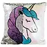 Подушка с пайетками Единорог с голубой гривой на белом фоне (40×40) (текстиль) (12-11403-XCT-2 - 0