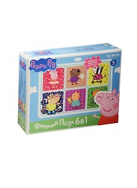 Пазл фигурный разв. 6в1 01566 Хобби (6 фигур. картинок) (Peppa Pig) (3+) (коробка)