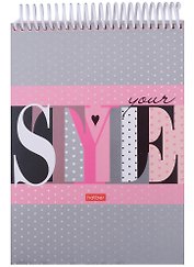 Блокнот А5 160л нелин. "STYLE" трехцв.тонир.блок, пласт.спираль, мел.картон, УФ-лак