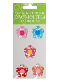 Декоративные элементы из акрила Набор №17 «Цветочки», Hobby Time, 5 штук