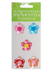 Декоративные элементы из акрила Набор №17 «Цветочки», Hobby Time, 5 штук