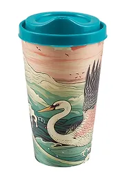 Стакан с крышкой Япония Журавль на волнах (пластик) (550 мл) (СП1-2024)