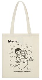 Сумка-шоппер Love is Одно сердце на двоих (43х34) (текстиль) (АКС-3111)