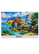 Набор для творчества, Рыжий Кот, Алмазная мозаика Домик у моря 30*40см 30цв, на подрамнике (ST910)