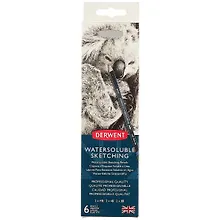 Карандаши «Sketching», Derwent, водорастворимые, точилка, 6 штук