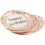 Набор бумажных тарелок Happy birthday на розовом фоне (18 см) (6 шт) (12-01582-G2)
