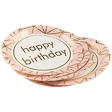 Набор бумажных тарелок Happy birthday на розовом фоне (18 см) (6 шт) (12-01582-G2)
