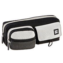 Пенал на молнии 1отд. "Gray pocket duo", 2карм., черно-белый, полиэстер, инд.уп., Berlingo