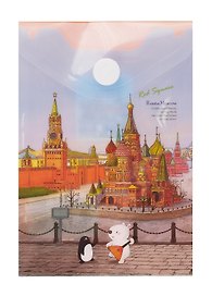 Папка -конверт «Москва. Собор Василия Блаженного» А7 на кнопке, вертикальная, Comix