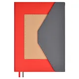 Ежедневник недат. А5 160л "Руффо" красный, серый, бежевый, иск.кожа, тв.переплет, офсет, ляссе