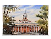 Открытка Ижевск акварель Главный корпус оружейного завода