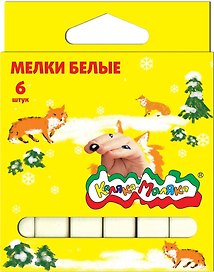 Мелки белые "Каляка-Маляка" 6шт, квадратные