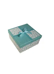 Коробка подарочная 18*18*8,4см, картон, декор.бант, зеленая, Хансибэг