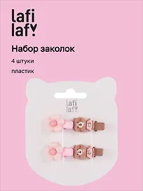 Набор заколок Мишки и цветочки перламутровые (4шт) (пластик) (2,5см) (12-03907-B3) (Lafilaf)