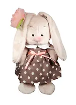 Мягкая игрушка Зайка Ми в кофейном платье и цветком на ушке (25 см) (StS-143)