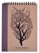 Скетчбук А5 40л "Волк", 120г/м2, обложка крафт картон, выборочный лак, евроспираль