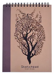 Скетчбук А5 40л "Волк", 120г/м2, обложка крафт картон, выборочный лак, евроспираль