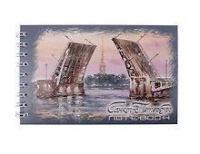 Блокнот А6 60л "СПб Дворцовый мост. акварель" спираль