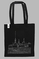 Шоппер черный Петропавловская крепость 40*35*6 см, 100% хлопок