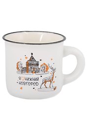 Кружка маленькая белая Дмитриевская башня,олень (фарфор) (75мл) (Нижний Новгород) (065-9-M-76-W)