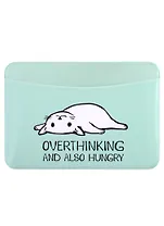 Чехол для карточек горизонтальный Overthinking and also hungry (котик)