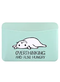 Чехол для карточек горизонтальный Overthinking and also hungry (котик)